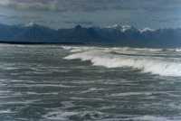 wide view of snowy peaks from False Bay
