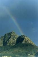 rainbow over Devil's peak from Rondebosch Common