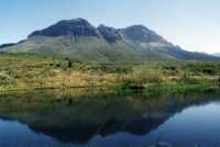 Helderberg Mountain reflecting in pond