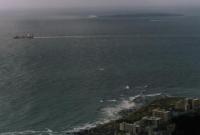 ship in Table Bay near Robben island