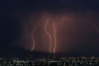 multiple lightning bolts over Cape Flats