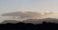 cap cloud over Muizenberg mountains