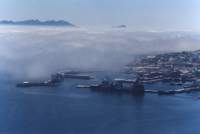 fog over Simonstown harbour