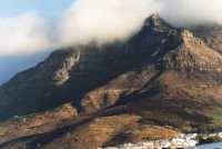 burned slopes of Devil's Peak with cloud layer