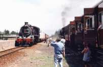steam engine buffs with trains crossing at Sedgefield