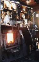 engine footplate with brass dials and fire grate