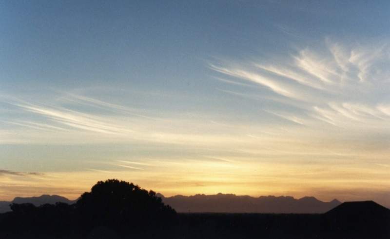 cirrus at dawn just before sunrise