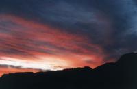 sunset on cirrus over back of Table Mountain