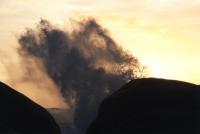 wave splash at sunset