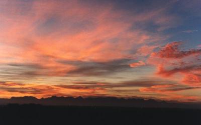wide angle of sunrise on cirrus