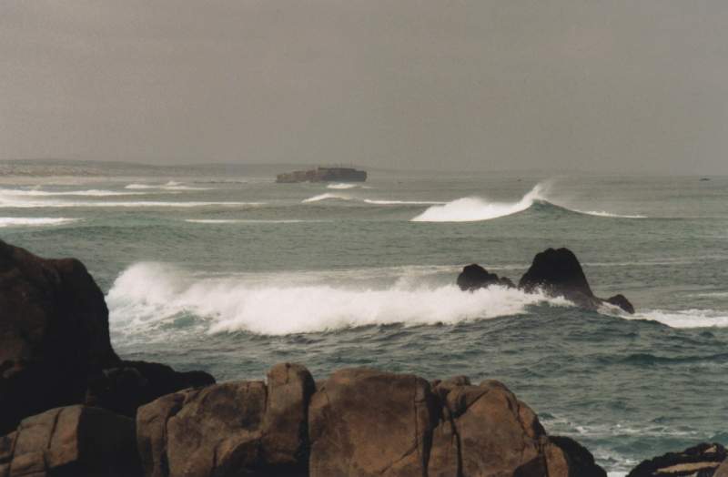 wreck and waves off West Coast