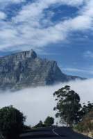 road and fog in front of Table Mountain