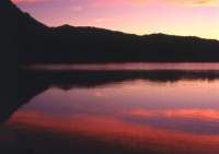sunset reflection on the Orange River, Kalahari Desert
