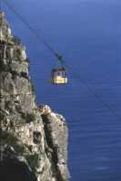cable car near overhanging cliffs