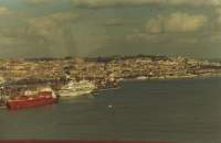 ships docked in front of Lisbon centre
