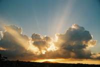 Cumulus clouds and rays at sunset from Durbanville