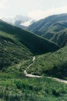 Franshoek river valley with snowy peak