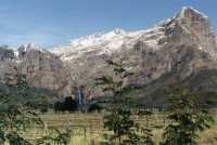 Drakenstein waterfall and snowy peaks