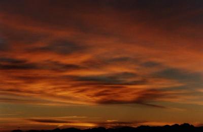 sunrise on cirrus over Du Toits Peak mountains