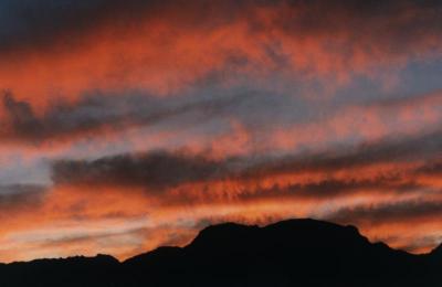 sunset on cirrus curtains over Table Mountain