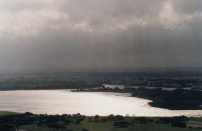 sunlight reflected off Sandvlei