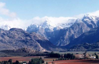 snow on De Doorns mountains