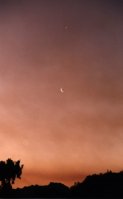 smokey sunset with moon and Venus