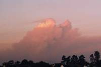pyrocumulus cloud over Paarl fire at dusk from Durbanville